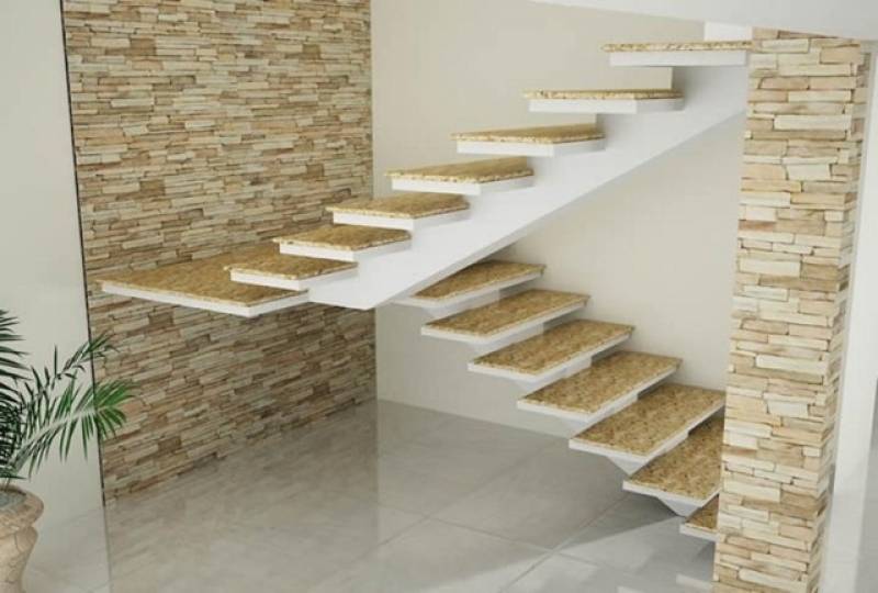 Escada de Pedra de Mármore Preço Santa Efigênia - Escada de Granito Branco